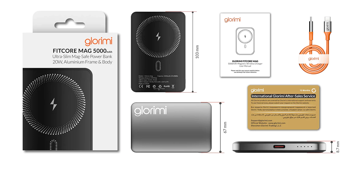 پاوربانک 5000mAh گلوریمی | Glorimi Power Bank FitCore Mag 5000mAh